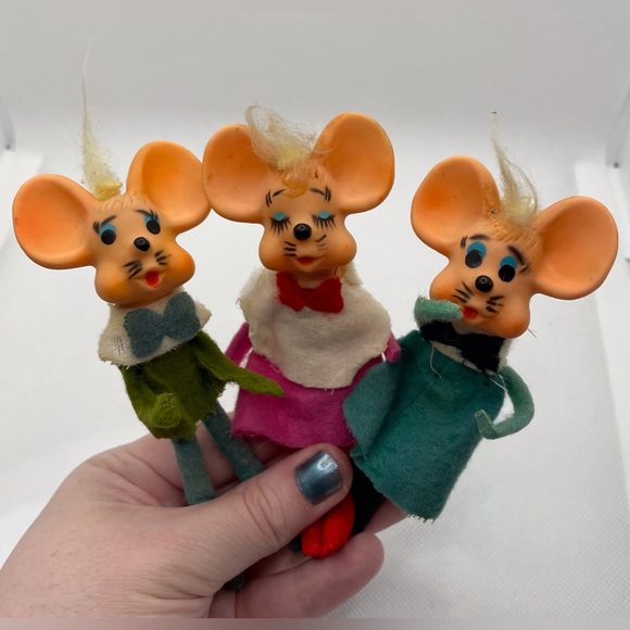 ❄️Vintage Mice Christmas Ornaments Lot of 3 Knee Hugger Decorations - Picture 2 of 9